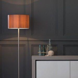 stick floor lamp with wood effect shade