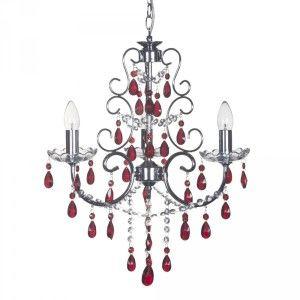 Madonna chrome chandelier with red crystals coloured chandelier