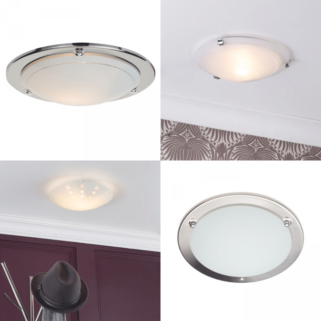 Flush ceiling lighting with glass dome