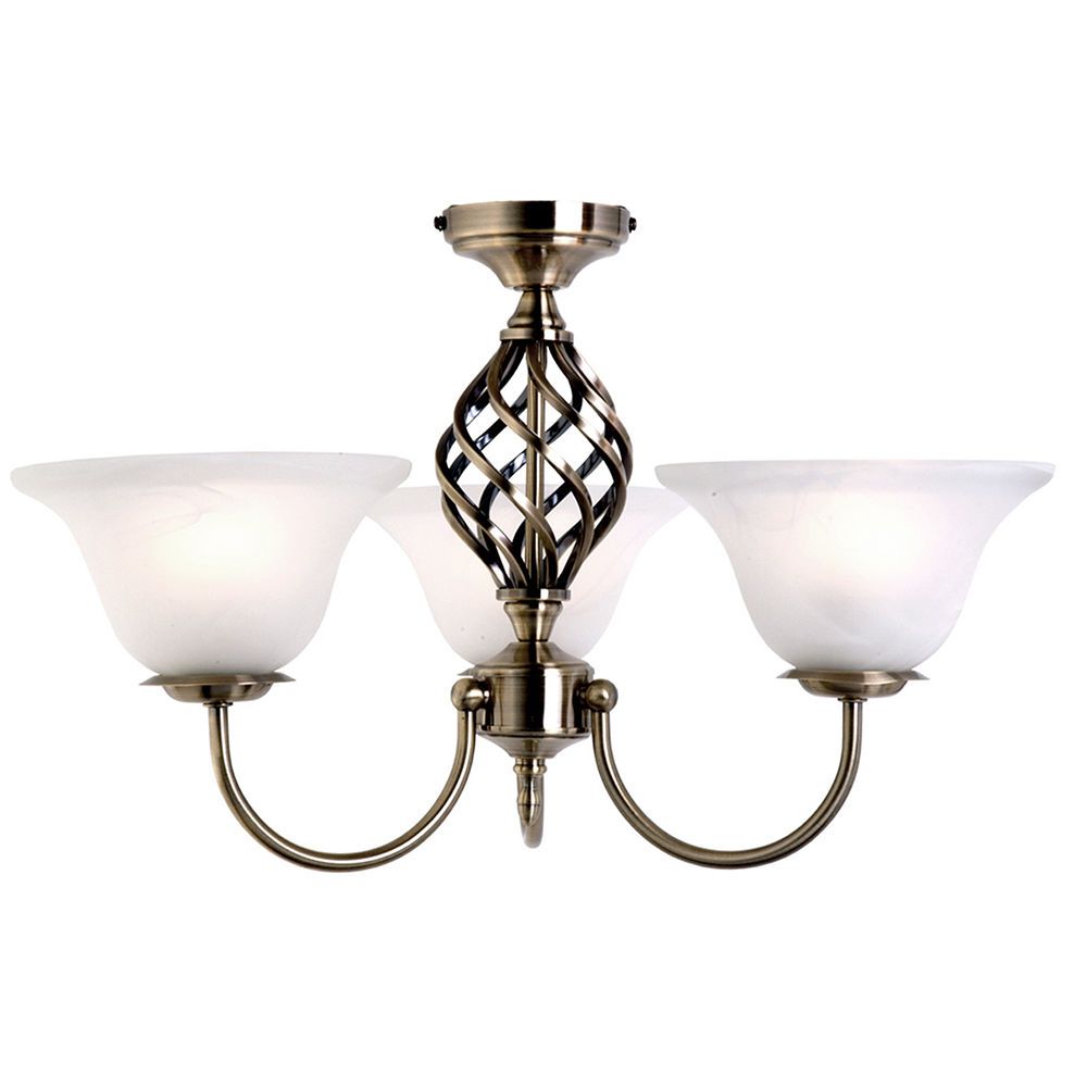 Antique Brass Spiral Ceiling Light With Frosted Shade Litecraft