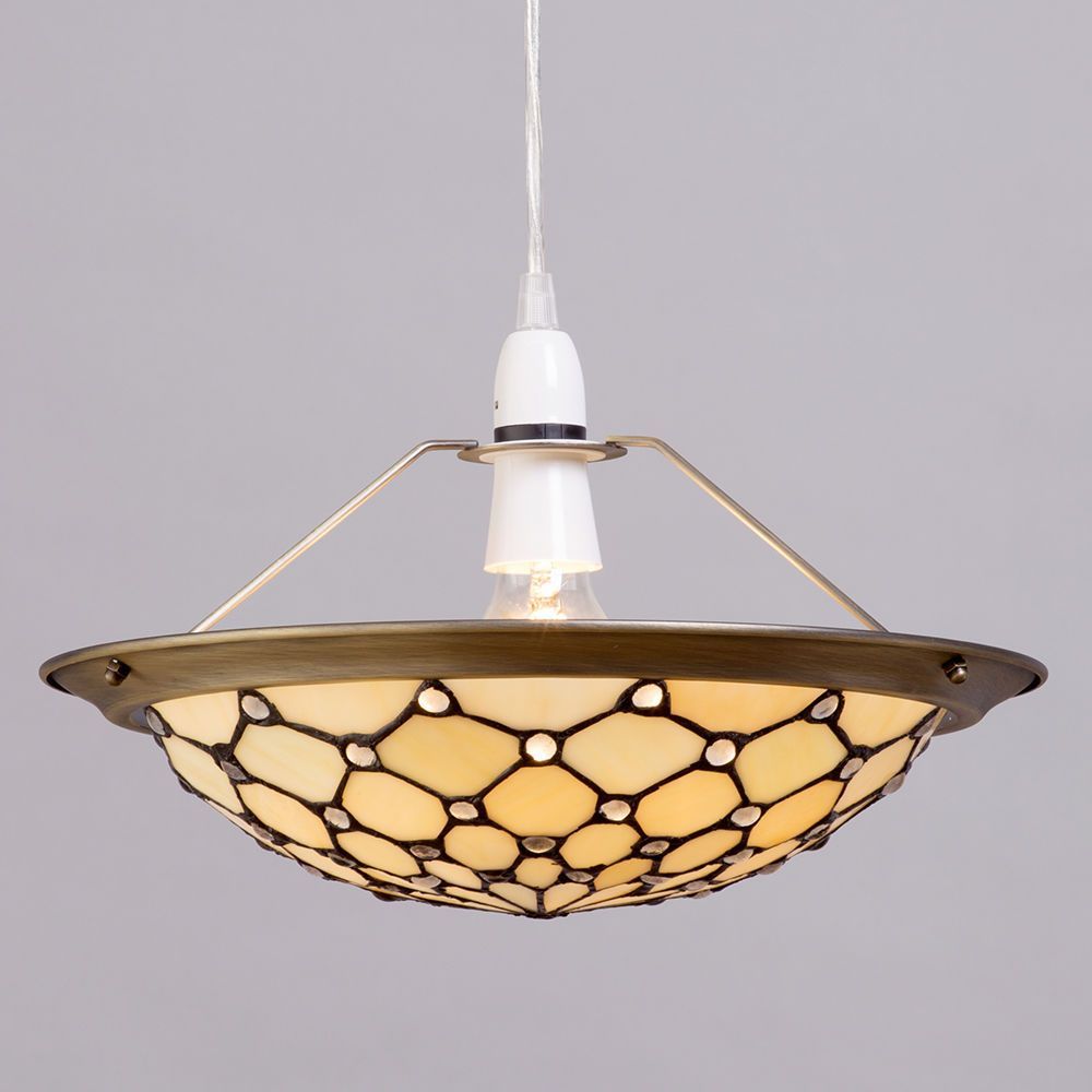 Details About Easy Fit Ceiling Light Lamp Glass Tiffany Style Uplighter Shade Yellow Litecraft
