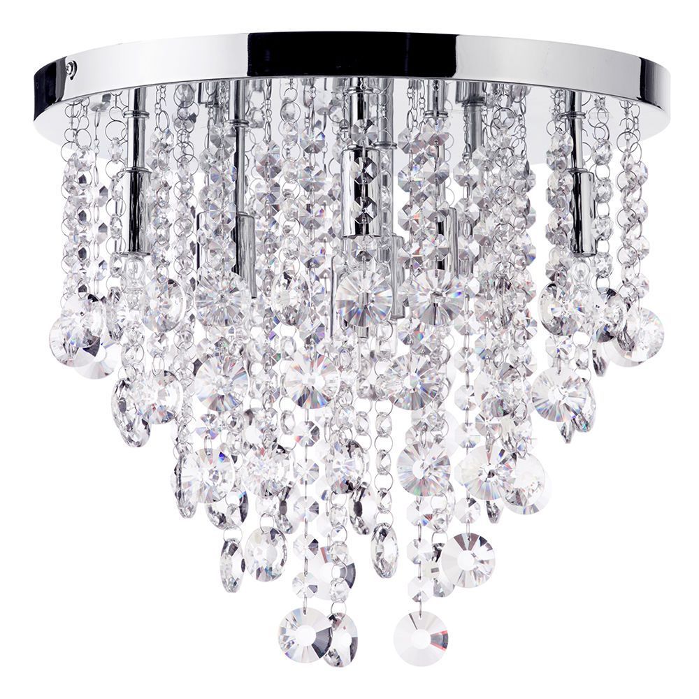 Montego Semi Flush Crystal Effect Ceiling Light Chrome Litecraft