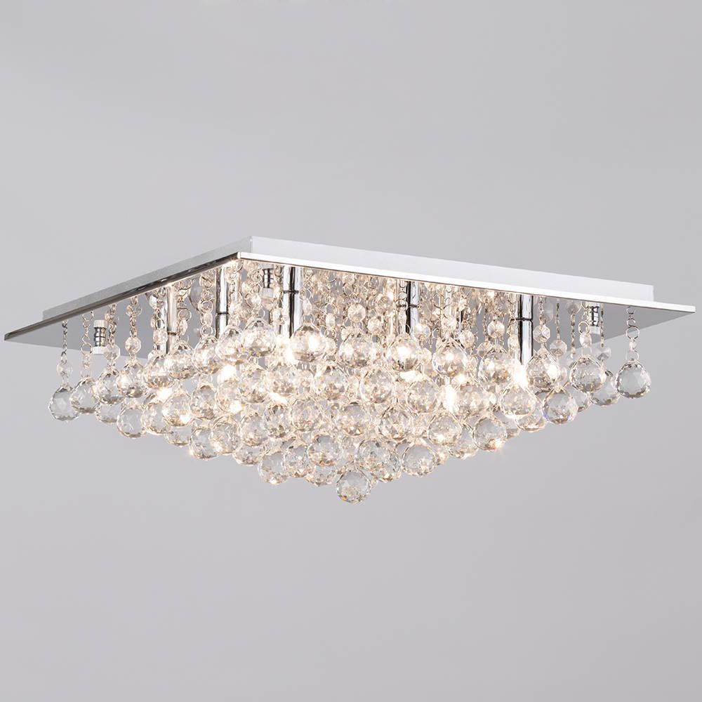 Galaxy Crystal Effect Chrome Flush Ceiling Light Litecraft