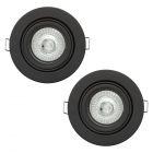 2 Pack of Adjustable Fire Rated IP20 Recessed Downlight - Matte Black