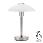 Alabaster Shade Touch Table Lamp - Satin Nickel
