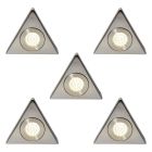 Pack of 5 Scott Triangular Natural White LED Under Kitchen Cabinet Light - Satin Nickel