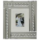 Mirrored 1 Picture Frame with Inlaid Crystal Style Droplets - Silver