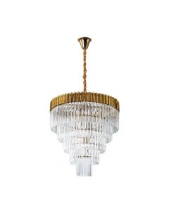 Visconte Cascata 18 Light Prism Ceiling Pendant - Satin Brass