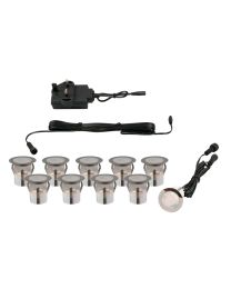 Pack of 10 Coleman 3cm Cool White LED Recessed Deck Lighting Kit - Stainless Steel
