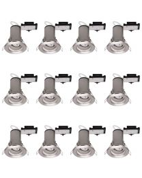 12 Pack of Fixed Fire Rated Downlighters - Brushed Chrome
