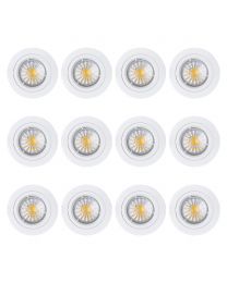 12 Pack of Diecast IP20 Rated Fixed Downlight with LED Bulbs - White
