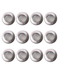 12 Pack of Diecast IP65 Rated Downlight with LED Bulbs - Brushed Chrome