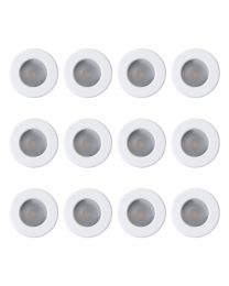 12 Pack of Diecast IP65 Rated Downlight with LED Bulbs - White