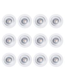 12 Pack of Diecast Tilt Downlight with LED Bulbs - White