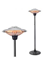 1500 Watt Floor Standing Carbon Element Patio Heater - Silver with close up