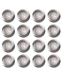 16 Pack of Diecast IP20 Rated Fixed Downlight - Brushed Chrome