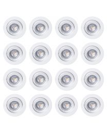 16 Pack of Diecast Tilt Downlight with LED Bulbs - White