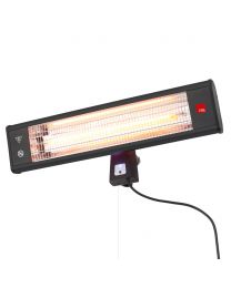 Rectangle 65cm 1800W Patio Radiant Wall Mounted Heater - Black