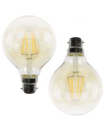 2 Pack of 4W LED BC B22 Vintage Filament Globe Bulbs - Tinted