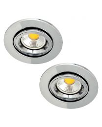 2 Pack of Adjustable Fire Rated IP20 Recessed Downlight - Chrome