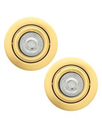 2 Pack of Adjustable Fire Rated IP20 Recessed Downlight - Satin Brass