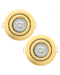 2 Pack of Adjustable Fire Rated IP20 Recessed Downlight - Satin Brass