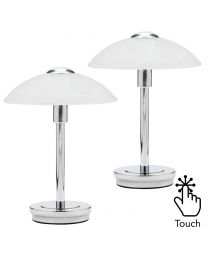 2 Pack of Alabaster Shade Touch Table Lamp - Chrome