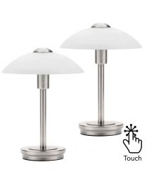2 Pack of Alabaster Shade Touch Table Lamp - Satin Nickel