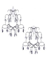 2 Pack of Crystal Droplet Effect Easy to Fit Ceiling Shade - Chrome