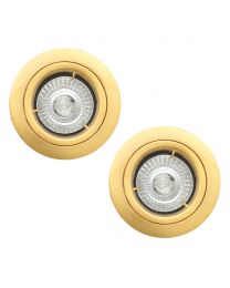 2 Pack of Fixed Fire Rated IP20 Recessed Downlight - Satin Brass