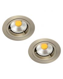 2 Pack of Fixed Fire Rated IP20 Recessed Downlight - Satin Chrome