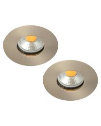 2 Pack of Fixed Fire Rated IP65 Recessed Downlight - Satin Chrome