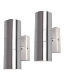 2 Pack of Kenn 2 Light Up and Down Outdoor Wall Light - Stainless Steel