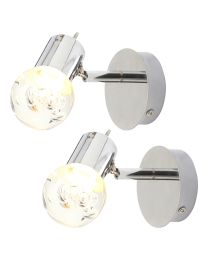 2 Pack of Ayston LED Single Bathroom Wall or Ceiling Spotlight - Chrome