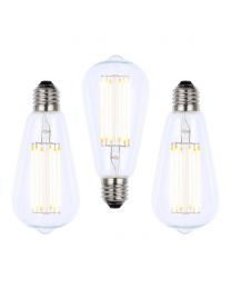 3 Pack of 6W LED ES E27 Vintage Filament Teardrop Bulbs - Clear