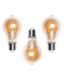 3 Pack of 4 Watt LED E27 Edison Screw Vintage Filament Light Bulb - Gold Tinted