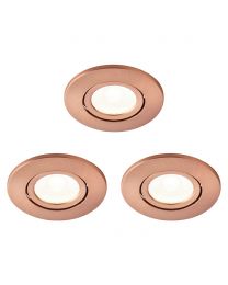 3 Pack of Adjustable LED Fire Rated IP65 Recessed Downlights - Antique Copper