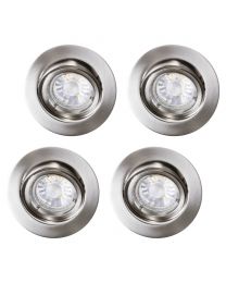 4 Pack of Diecast Tilt Downlight with LED Bulbs - Brushed Chrome