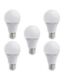 5 Pack of 9 Watt LED E27 Edison Screw Light Bulb - White
