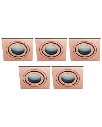 5 Pack of IP65 Tiltable Square Downlighter - Brushed Copper