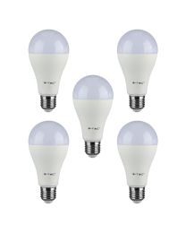 5 Pack of 17 Watt LED E27 Edison Screw 6400K Light Bulbs - Cool White