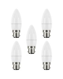 5 Pack of 3.4 Watt LED B22 Bayonet Cap Candle Light Bulbs - Warm White