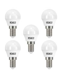 5 Pack of 5.5 Watt LED E14 Small Edison Screw 3000K Golf Ball Light Bulbs - Warm White