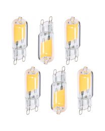 6 Pack of 2 Watt G9 COB LED Capsule Light Bulbs - Warm White