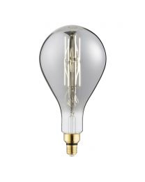 6 Watt LED E27 Edison Screw Oversized Filament Pear Bulb - Smoke