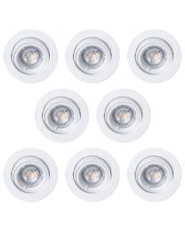 8 Pack of Diecast Tilt Downlight with LED Bulbs - White