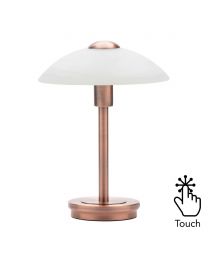 Alabaster Shade Touch Table Lamp - Antique Copper