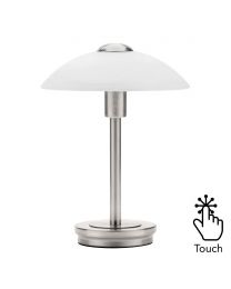 Alabaster Shade Touch Table Lamp - Satin Nickel