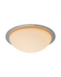 Arwel LED Bathroom Glass Dome Flush Ceiling Light - Chrome