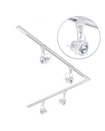 2 Metre L Shape Track Light Kit with 4 Greenwich Heads and LED Bulbs - White